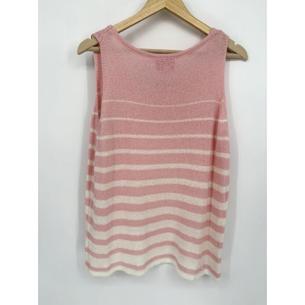 Simply Southern XL Pink White Striped Sweater Tank Top Knit NWT Preppy Coastal - Picture 2 of 7